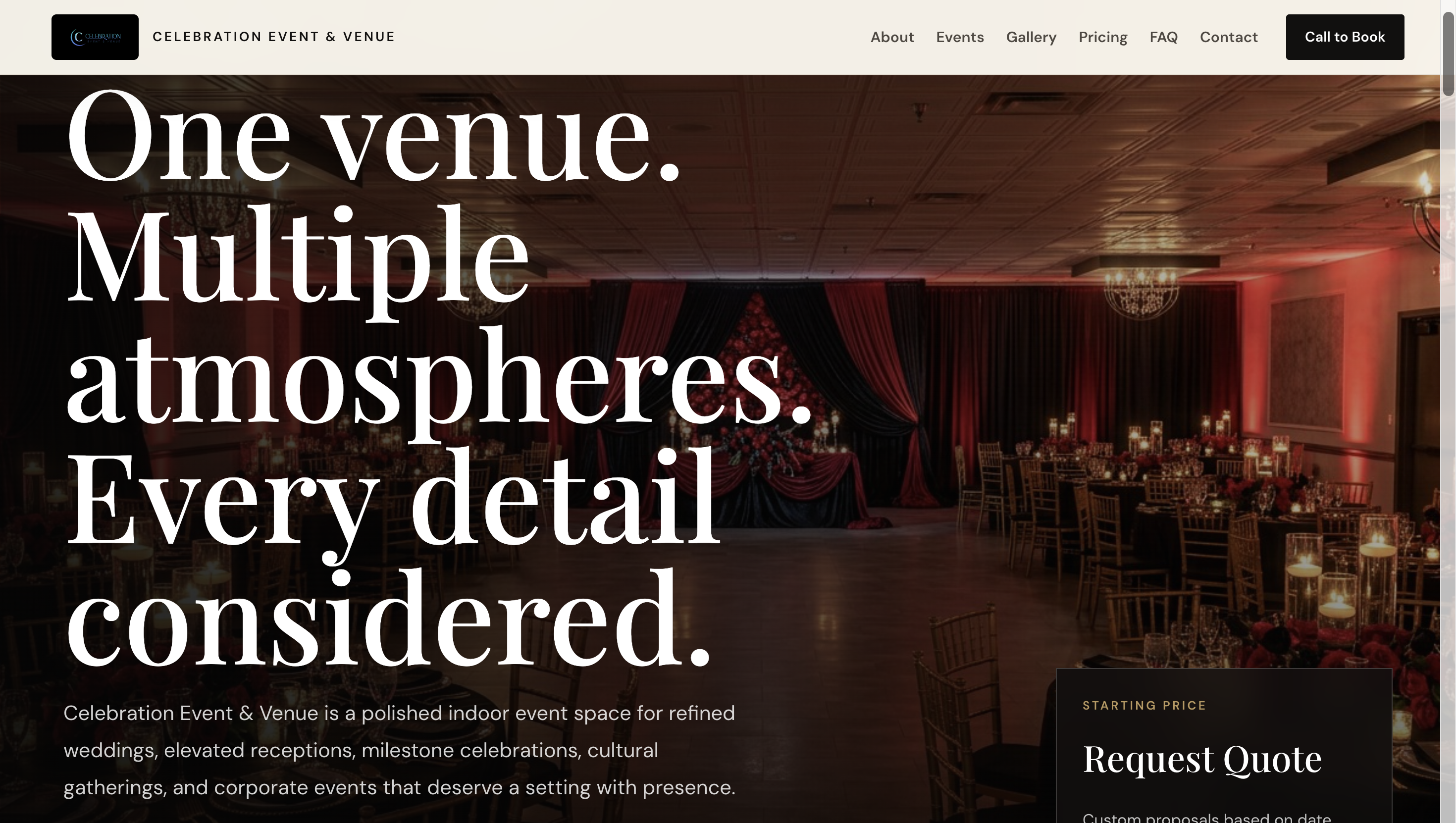 Celebration Event & Venue website