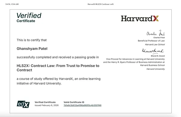 HarvardX certificate