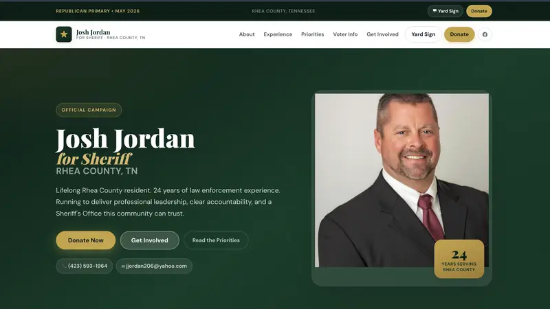 Josh Jordan for Sheriff campaign homepage