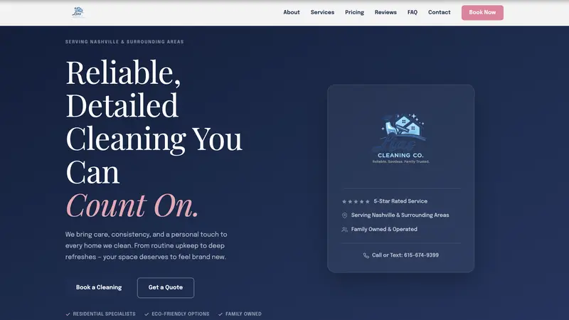 Lias' Cleaning Co. homepage