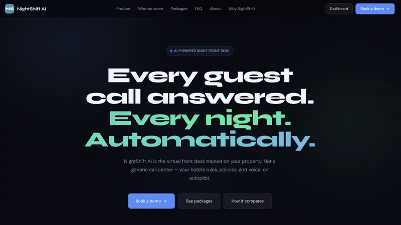 NightShift Hotels homepage