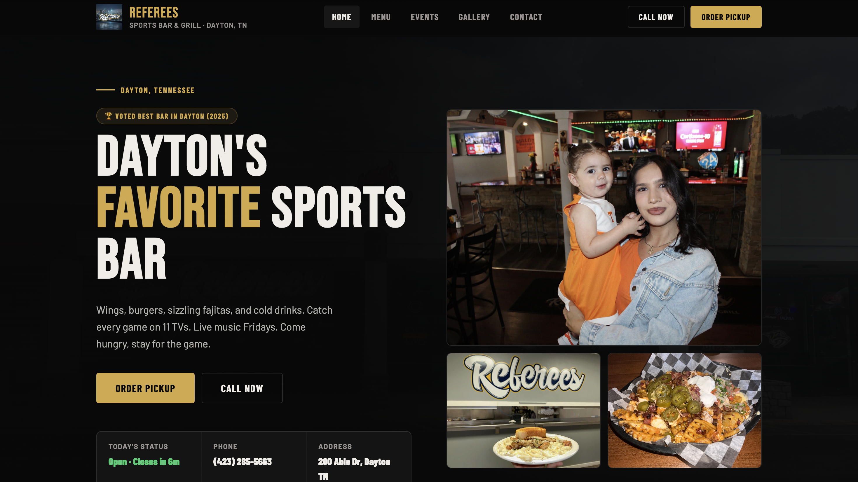 Referees Sports Bar & Grill website